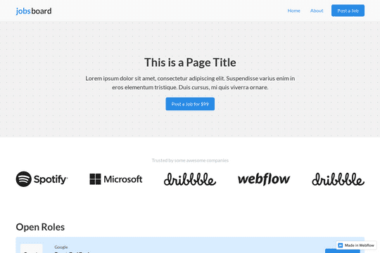 Airtable Powered Job Board Webflow Cloneable
