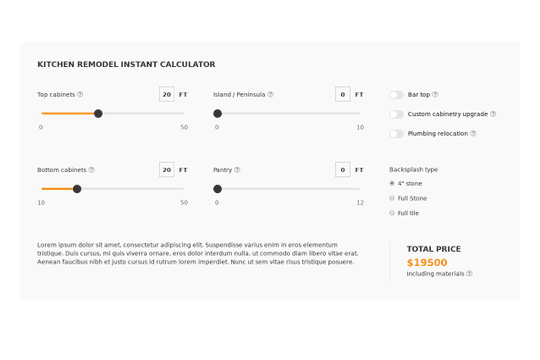 Pricing Quote Slider