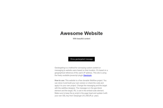 Geotargetting Webflow Cloneable