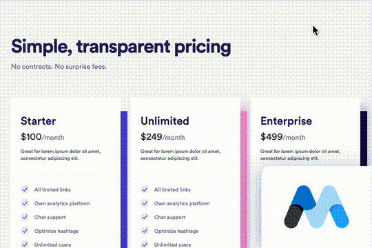 Subscription Pricing Table