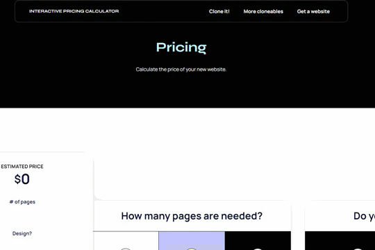 Horizontal Interactive Pricing Calculator