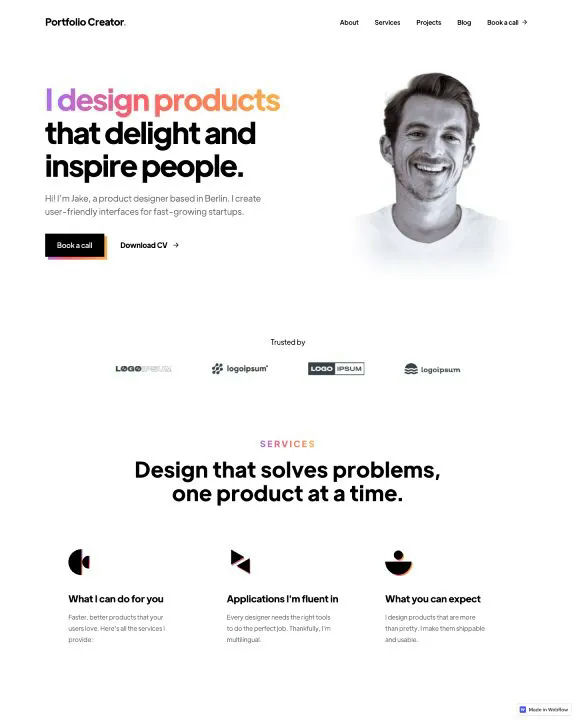 Product Designer Portfolio Webflow Template