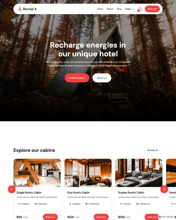 Short Term Rental Webflow Template