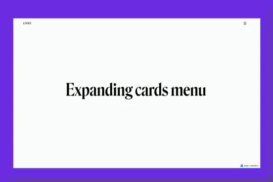 Expanding Cards Menu Navbar