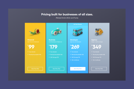 Colorful Pricing Plans