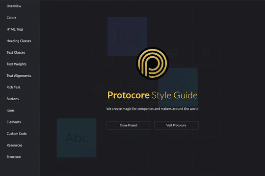 Protocore Style Guide Webflow Cloneable